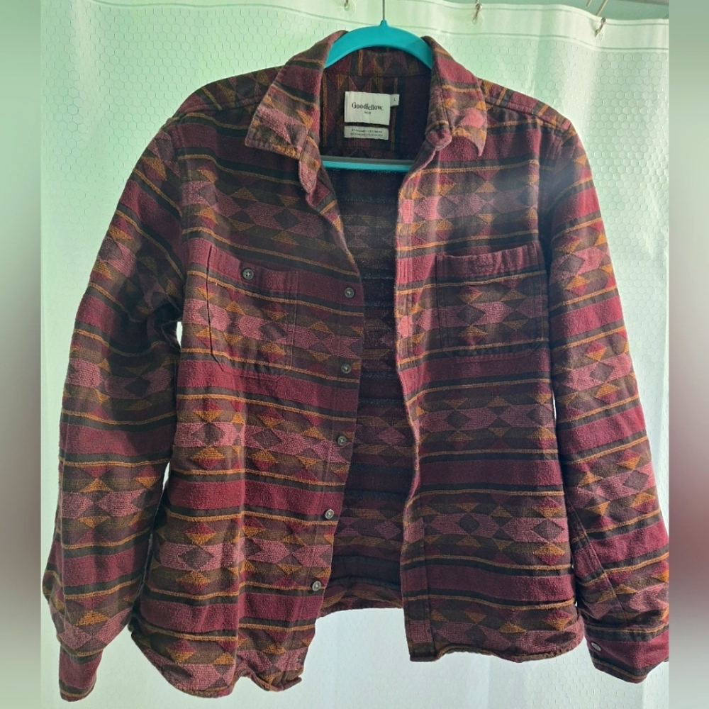 Multicolor Patterned Button-Up Shirt/Shacket - image 1